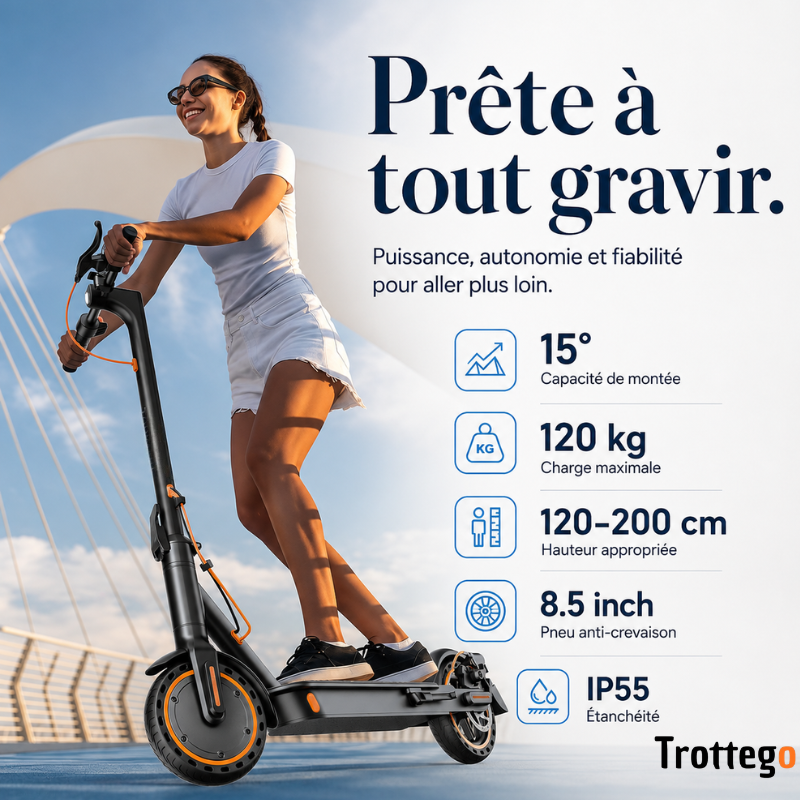 Trottinette électrique adulte homologué pour déplacements urbains (Application Bluetooth) -Trottego