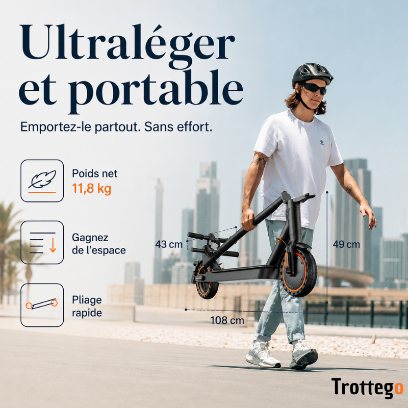 Trottinette électrique adulte homologué pour déplacements urbains (Application Bluetooth) -Trottego